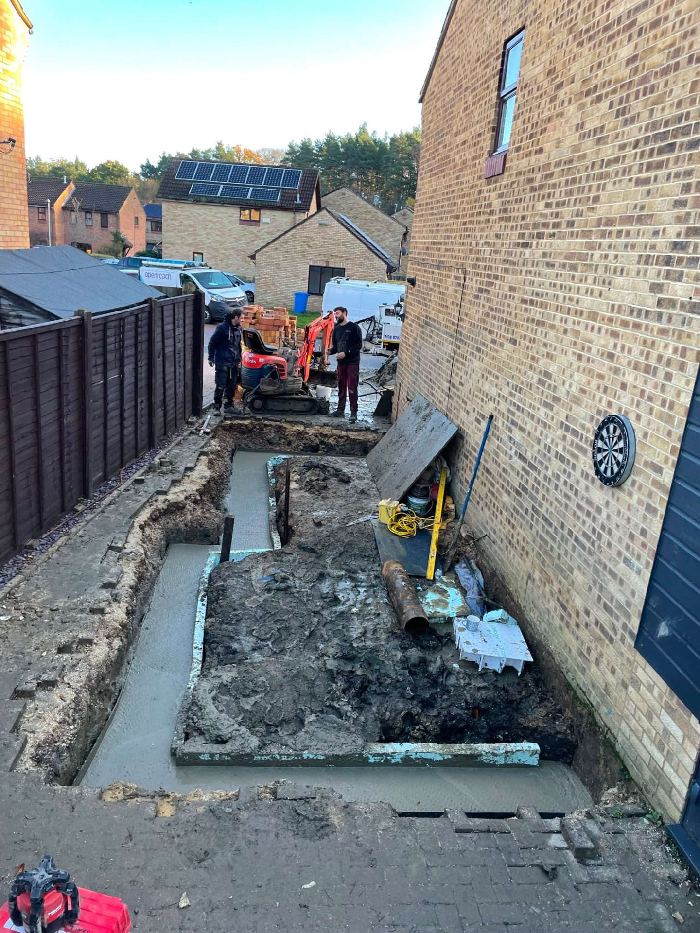 Excavated ground beam trench alongside the property at Bracknell Forest